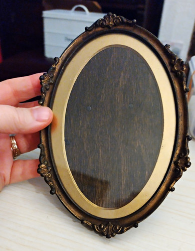 Vintage ornate oval metal - oval,