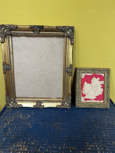 Two wooden gold picture - gold,