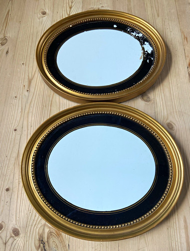 Pair oval picture frames - pair, wood