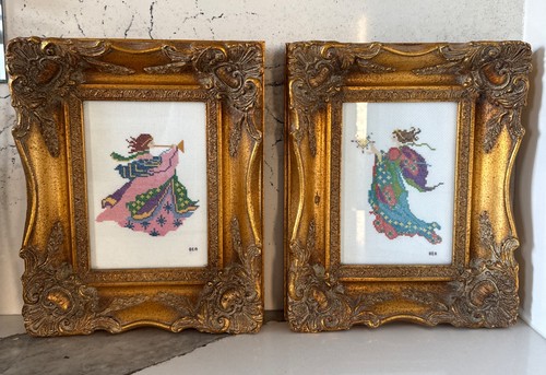 Pair vintage ornate solid wood - ornate,