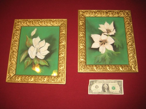 Pair antique wood - and, gesso