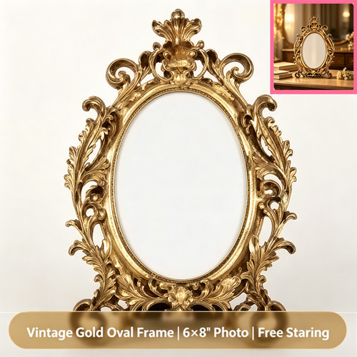 Vintage ornate gold oval - oval, photo