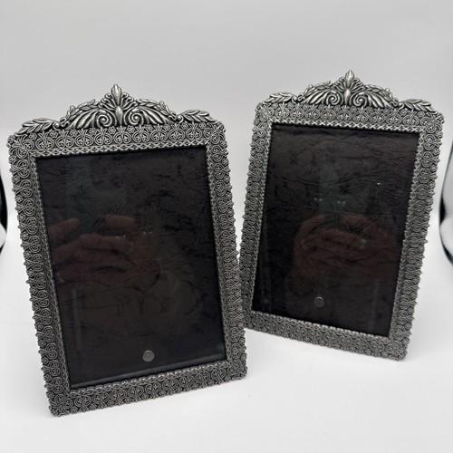 Pair matching pewter picture - pair,