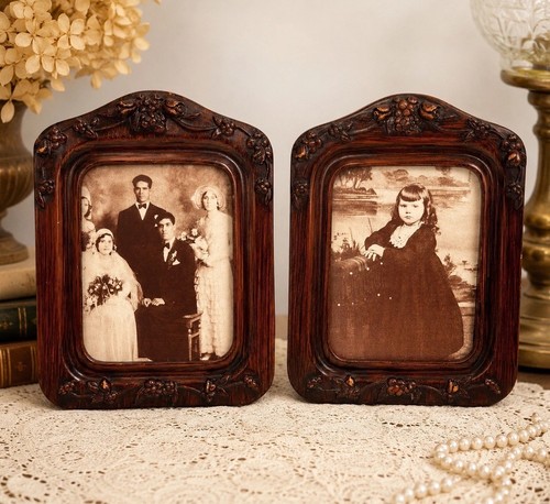Vintage carved wood picture - wood,